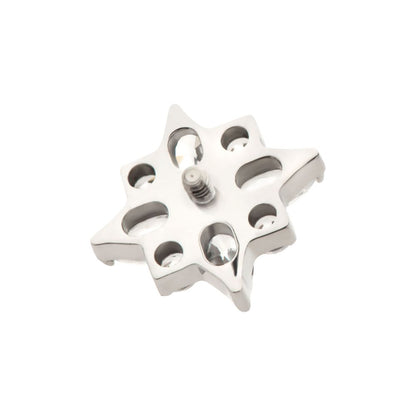 Titanium Internally Threaded with 4 Marquise & 4 Round CZ Flower Shape Top