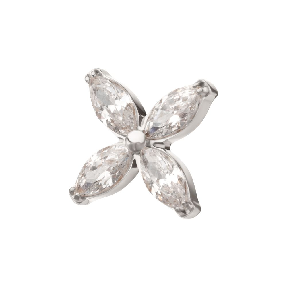 Titanium Internally Threaded 4-Marquise Flower Gem Top