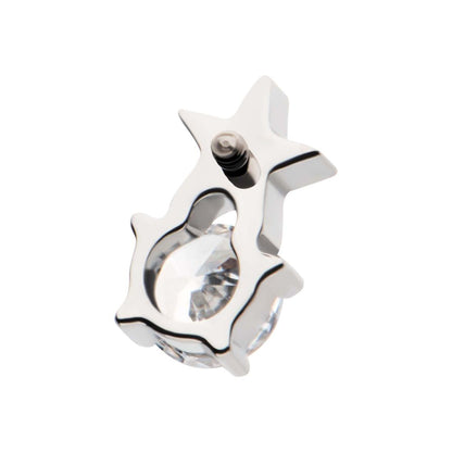 Titanium Internally Threaded Star with Prong Set Round CZ Top