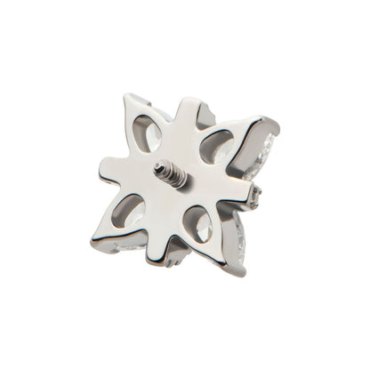 Titanium Internally Threaded Paved CZ Cross with Pronged Marquise CZ Flower Top