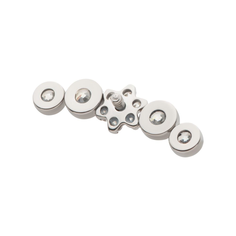 Titanium Internally Threaded Prong Set Flower with Bezel Set Round CZ/Opal Cluster Top