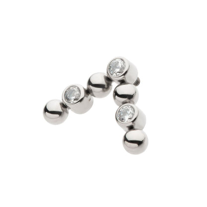 Titanium Internally Threaded Beads & Bezel Set Round CZ Cluster Chevron Top