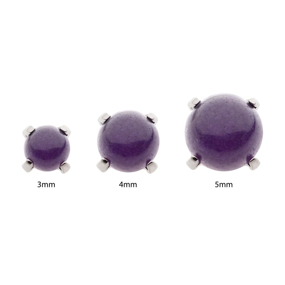 Titanium Internally Threaded Prong Set Natural Amethyst Stone Top