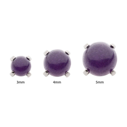 Titanium Internally Threaded Prong Set Natural Amethyst Stone Top