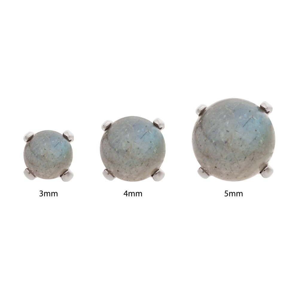 Titanium Internally Threaded Prong Set Natural Labradorite Stone Top