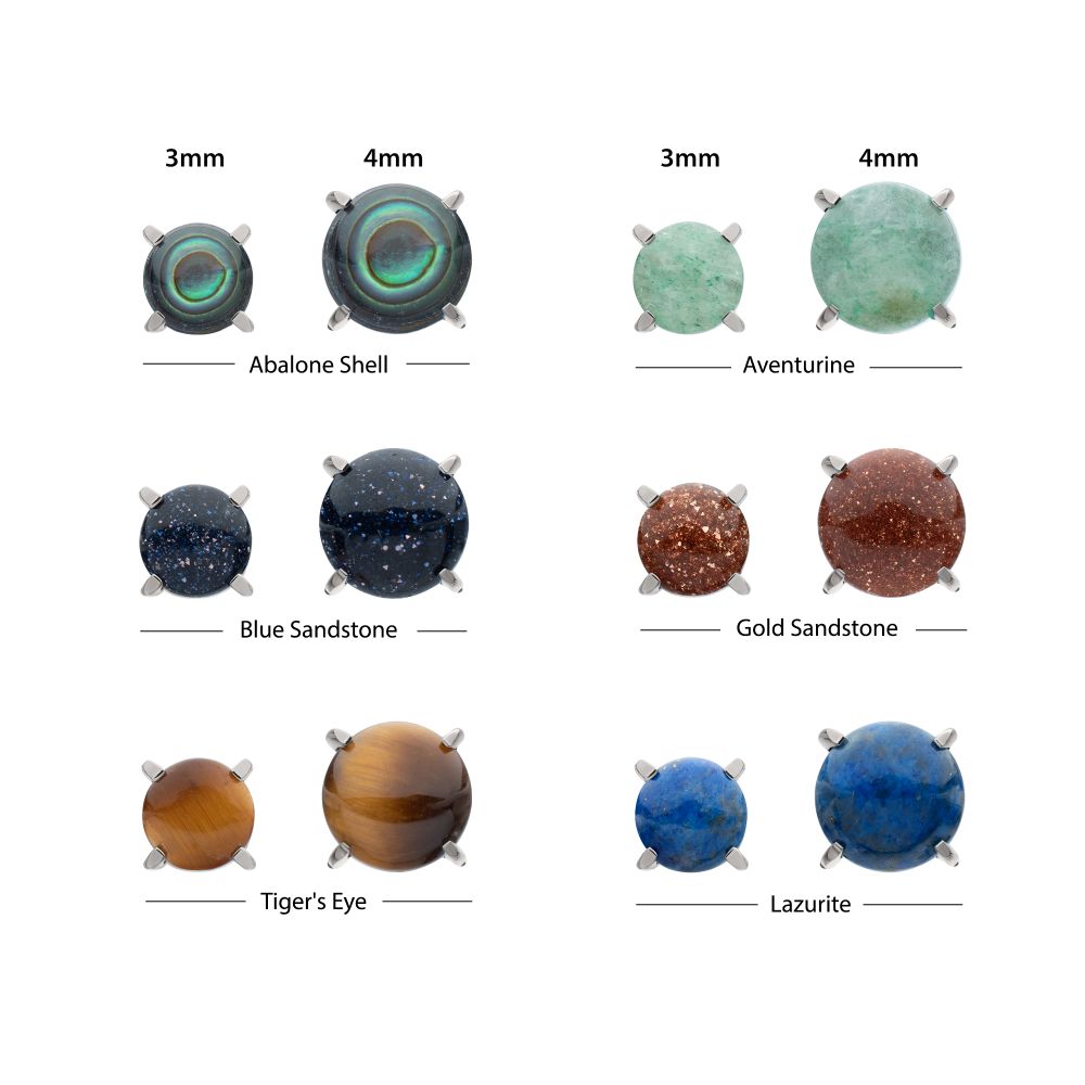 Titanium Internally Threaded 4-Prong Round Natural Stone Top