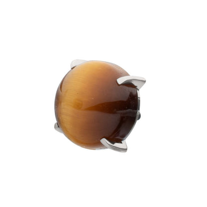 Titanium Internally Threaded 4-Prong Round Natural Stone Top