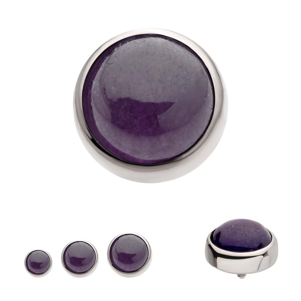 Titanium Internally Threaded Bezel Set Natural Amethyst Stone Top