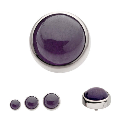Titanium Internally Threaded Bezel Set Natural Amethyst Stone Top