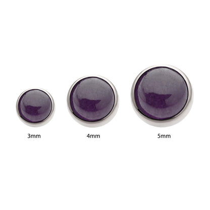Titanium Internally Threaded Bezel Set Natural Amethyst Stone Top