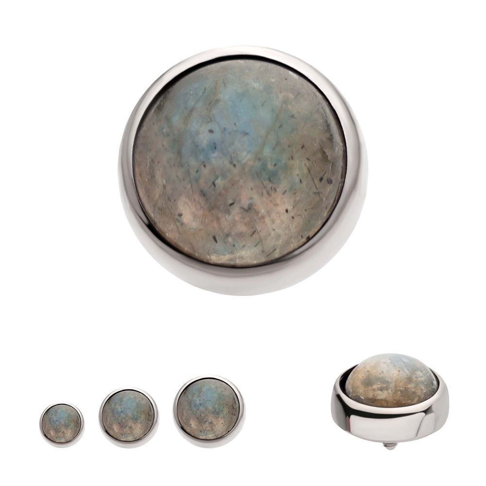 Titanium Internally Threaded Bezel Set Natural Labradorite Stone Top