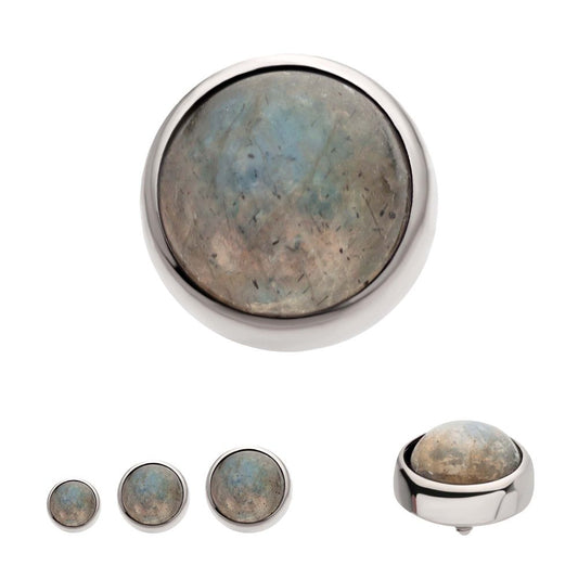 Titanium Internally Threaded Bezel Set Natural Labradorite Stone Top