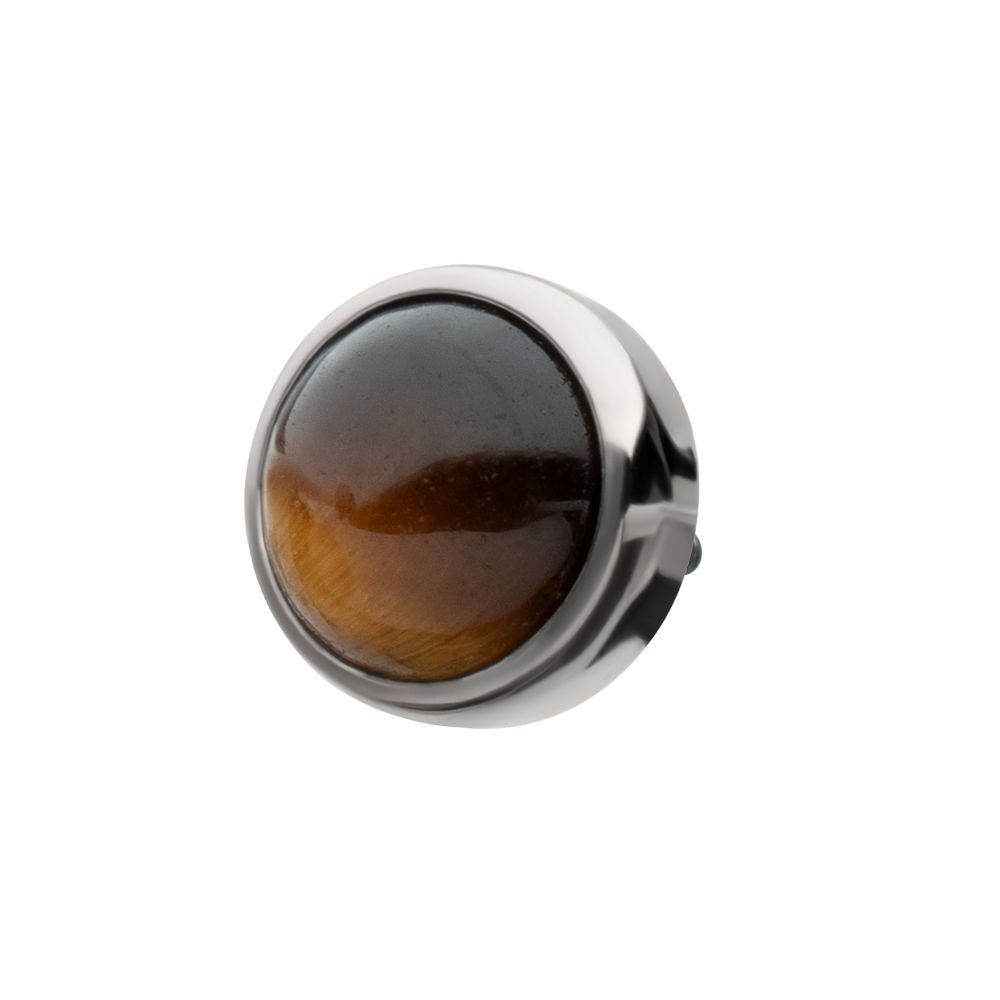 Titanium Internally Threaded Bezel Set Round Natural Stone Top