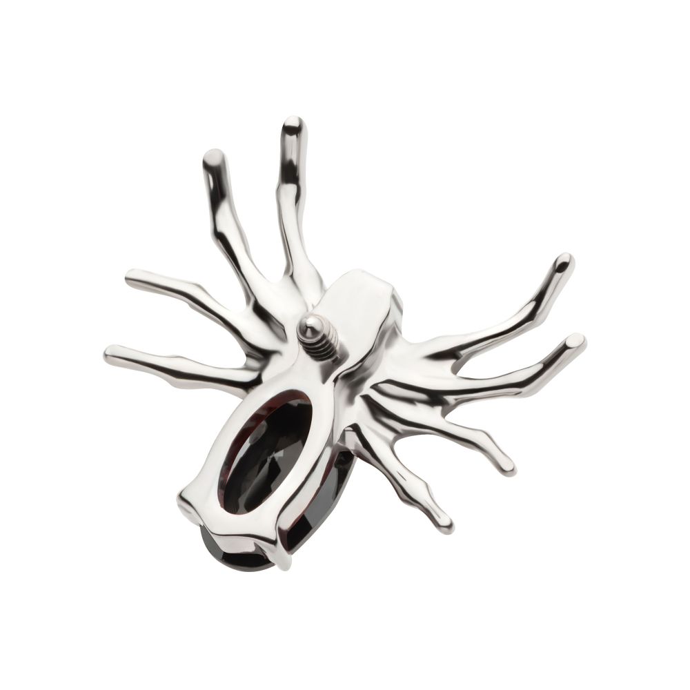 Titanium Internally Threaded Spider Top with 4-Prong Oval CZ