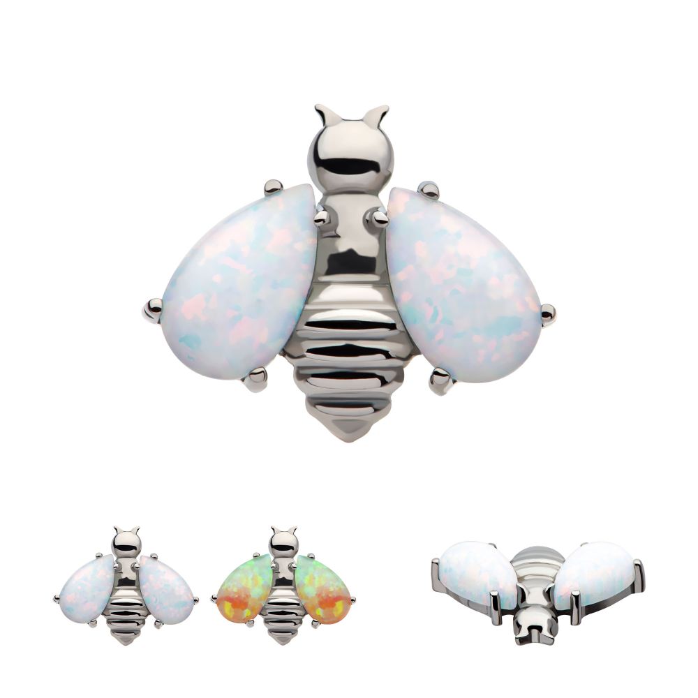 Titanium Internally Threaded Bee with Opal Wings Top