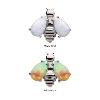 Titanium Internally Threaded Bee with Opal Wings Top