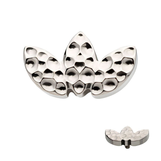 Titanium Internally Threaded Hammered Marquise 3-Cluster Top
