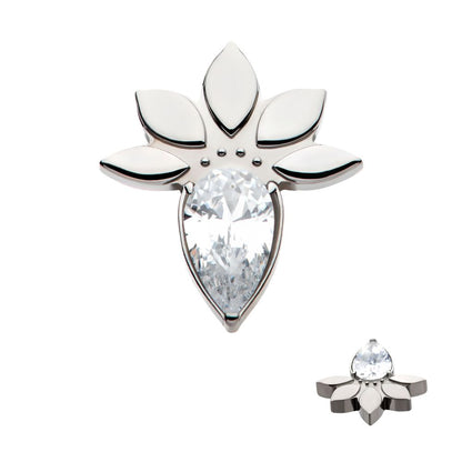 Titanium Internally Threaded Marquise Cluster Fan Shape with Teardrop CZ Top
