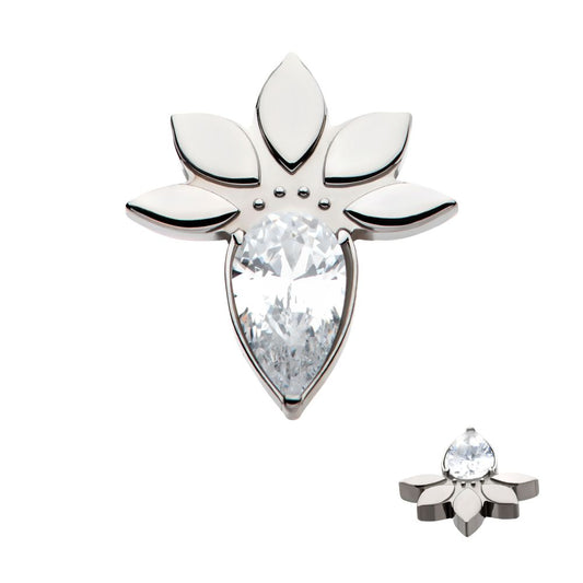 Titanium Internally Threaded Marquise Cluster Fan Shape with Teardrop CZ Top