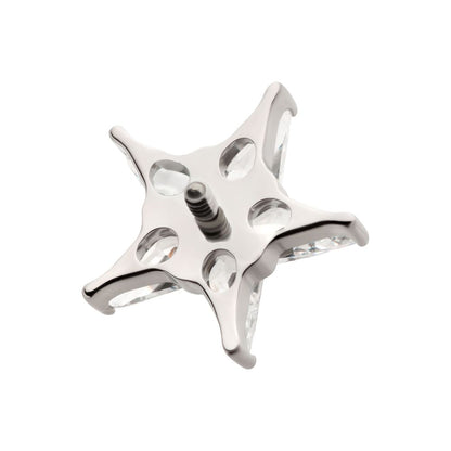 Titanium Internally Threaded Star Top with 5 Prong Set Kite Shape Clear CZ