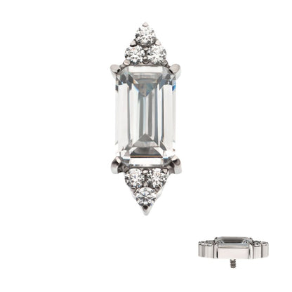 Titanium Internally Threaded Pronged Baguette & Round CZ 7-Cluster Top