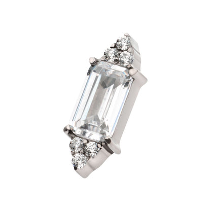 Titanium Internally Threaded Pronged Baguette & Round CZ 7-Cluster Top