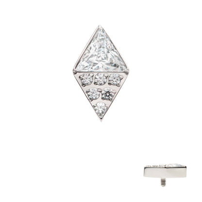 Titanium Internally Threaded Triangle & Round CZ Rhombus Shape Top