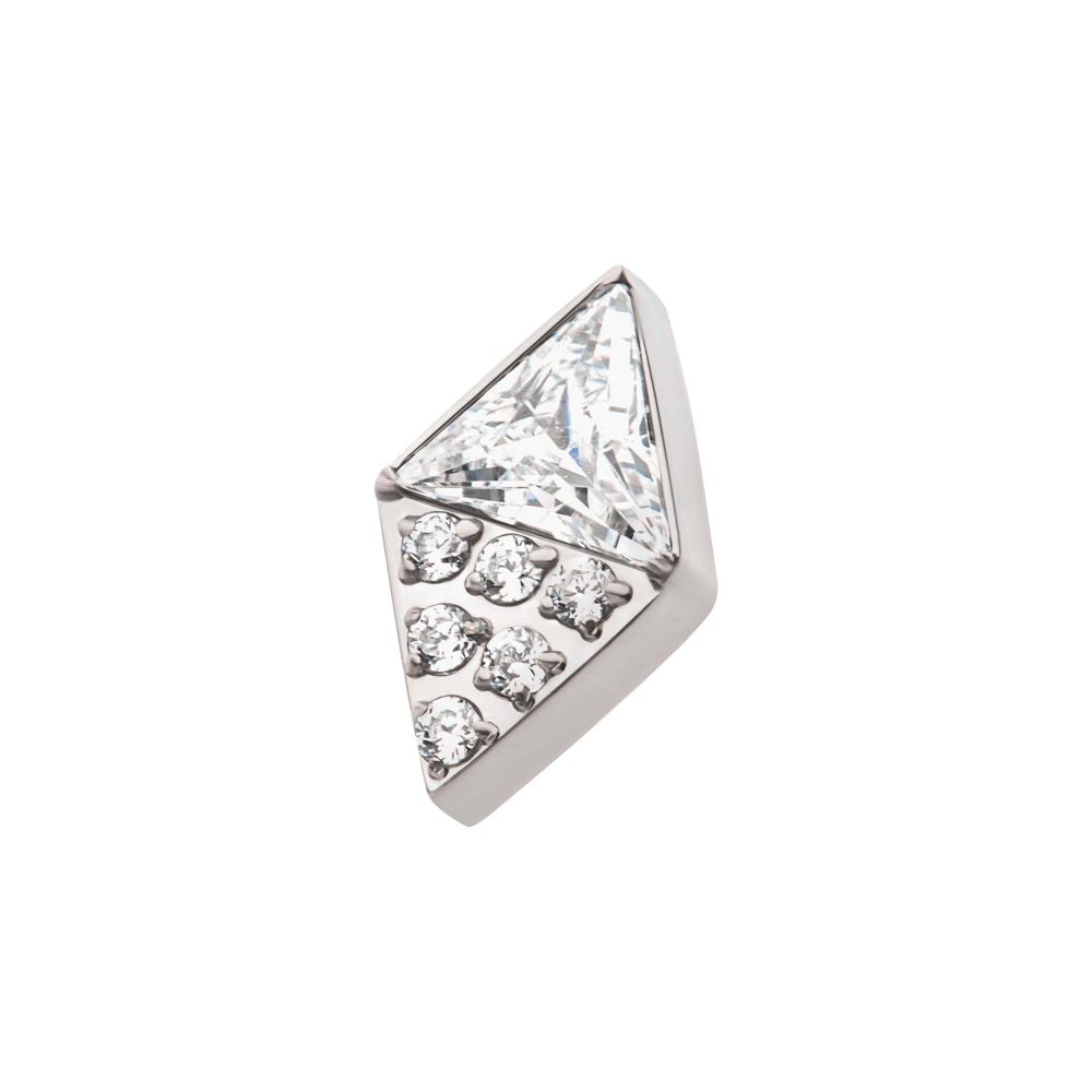 Titanium Internally Threaded Triangle & Round CZ Rhombus Shape Top