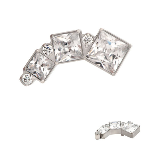 Titanium Internally Threaded Staggered Cluster Round & Princess Gem Top