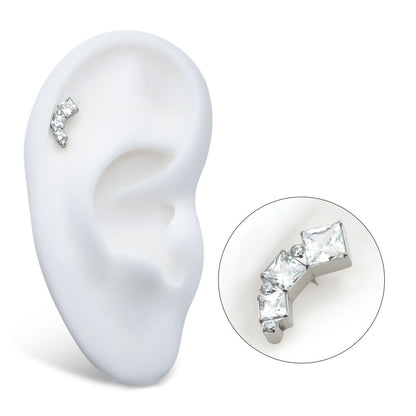 Titanium Internally Threaded Staggered Cluster Round & Princess Gem Top