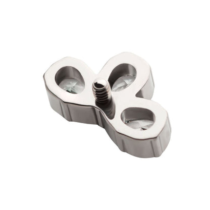 Titanium Internally Threaded Fan Shape Top with 3 Cluster Prong Set Teardrop CZ