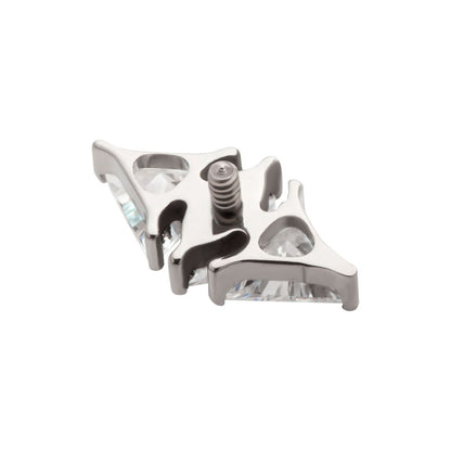 Titanium Internally Threaded 3 Cluster Top with Prong Set Marquise & Triangle CZ