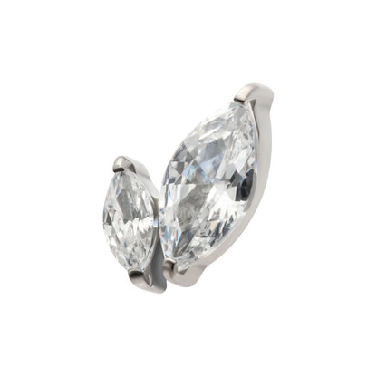 Titanium Internally Threaded Prong Set Marquise CZ 2-Cluster Top