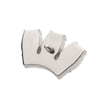 Titanium Internally Threaded 4-Prong 3 Oval White Opal with 5 Round Clear CZ Cluster Top