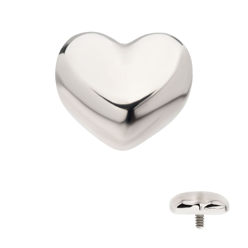 Titanium Internally Threaded Puffed Heart Top
