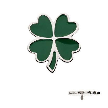 Titanium Internally Threaded Enamel 4-Leaf Clover Top
