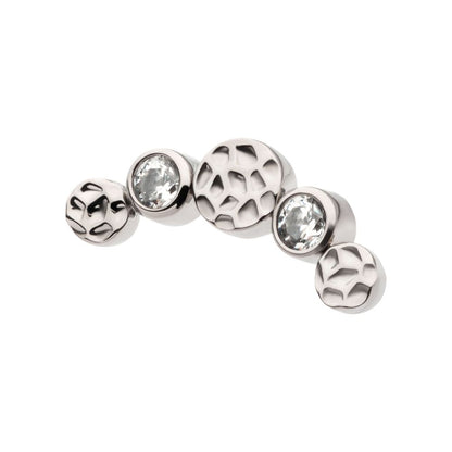 Titanium Internally Threaded Bezel Set CZ/Opal Hammered Cluster Top