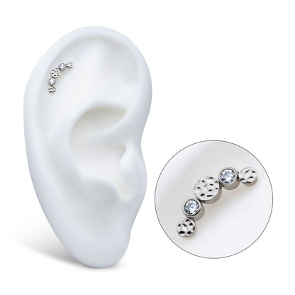 Titanium Internally Threaded Bezel Set CZ/Opal Hammered Cluster Top