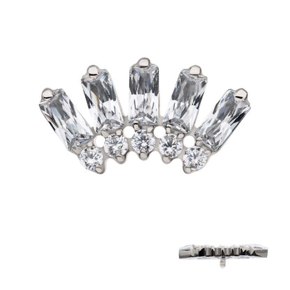 Titanium Internally Threaded Prong Set Baguette & Round Gem Fan Shape 5-Cluster Top