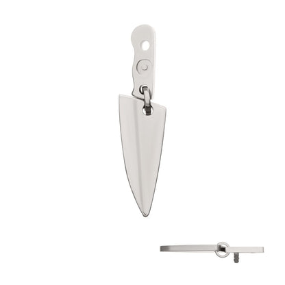 Titanium Internally Threaded Knife Top with Bottom Blade Dangle