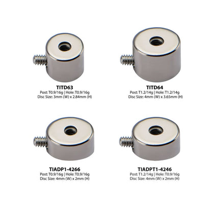 Titanium Internally Threaded Body Jewelry Adapter