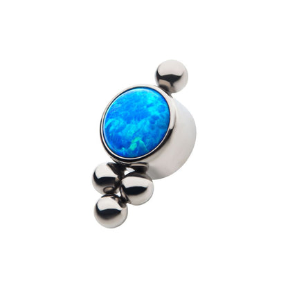 Titanium Internally Threaded with 1 Bezel Set CZ/Synthetic Opal and 4 Beads Top