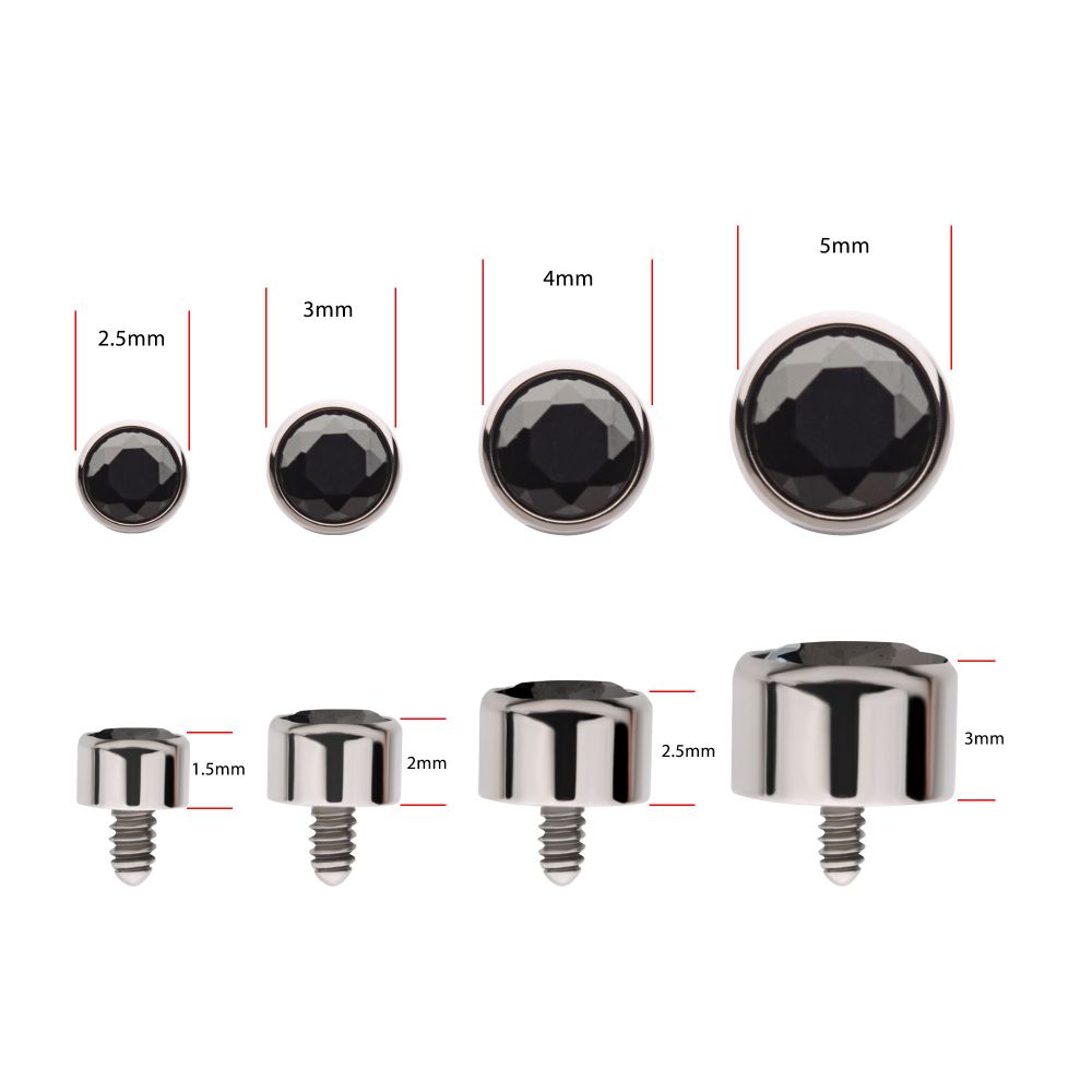 16g Titanium Internally Threaded with Bezel Set AAA CZ Top