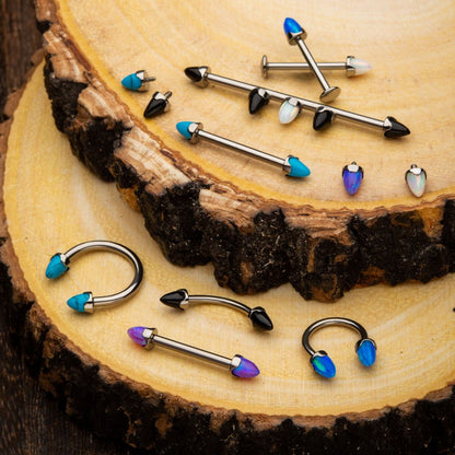 Titanium Internally Threaded Prong Set Stone Spike Top