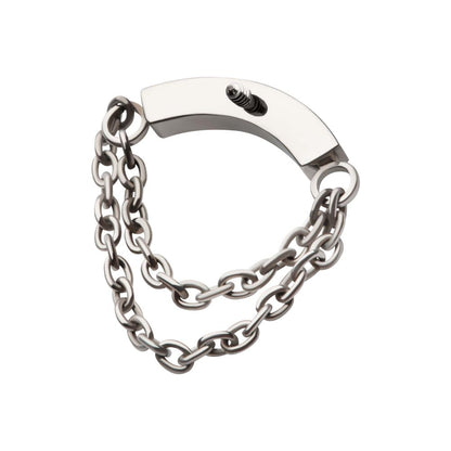 Titanium Internally Threaded 5-Cluster Round AAA CZ Curved Bar Top with 2 Tier Dangle Chain