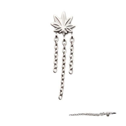 Titanium Internally Threaded Pot Leaf Top with 3 Dangle Chains