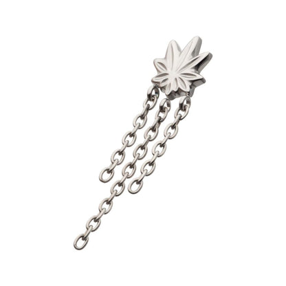 Titanium Internally Threaded Pot Leaf Top with 3 Dangle Chains