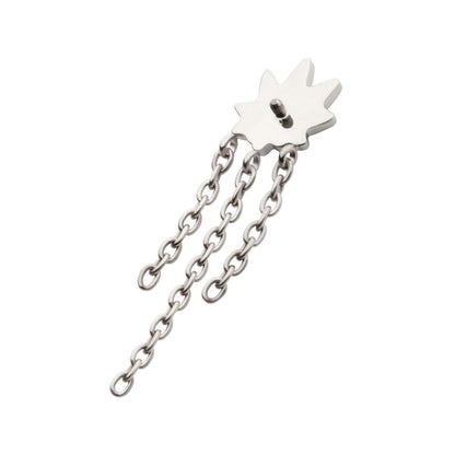 Titanium Internally Threaded Pot Leaf Top with 3 Dangle Chains