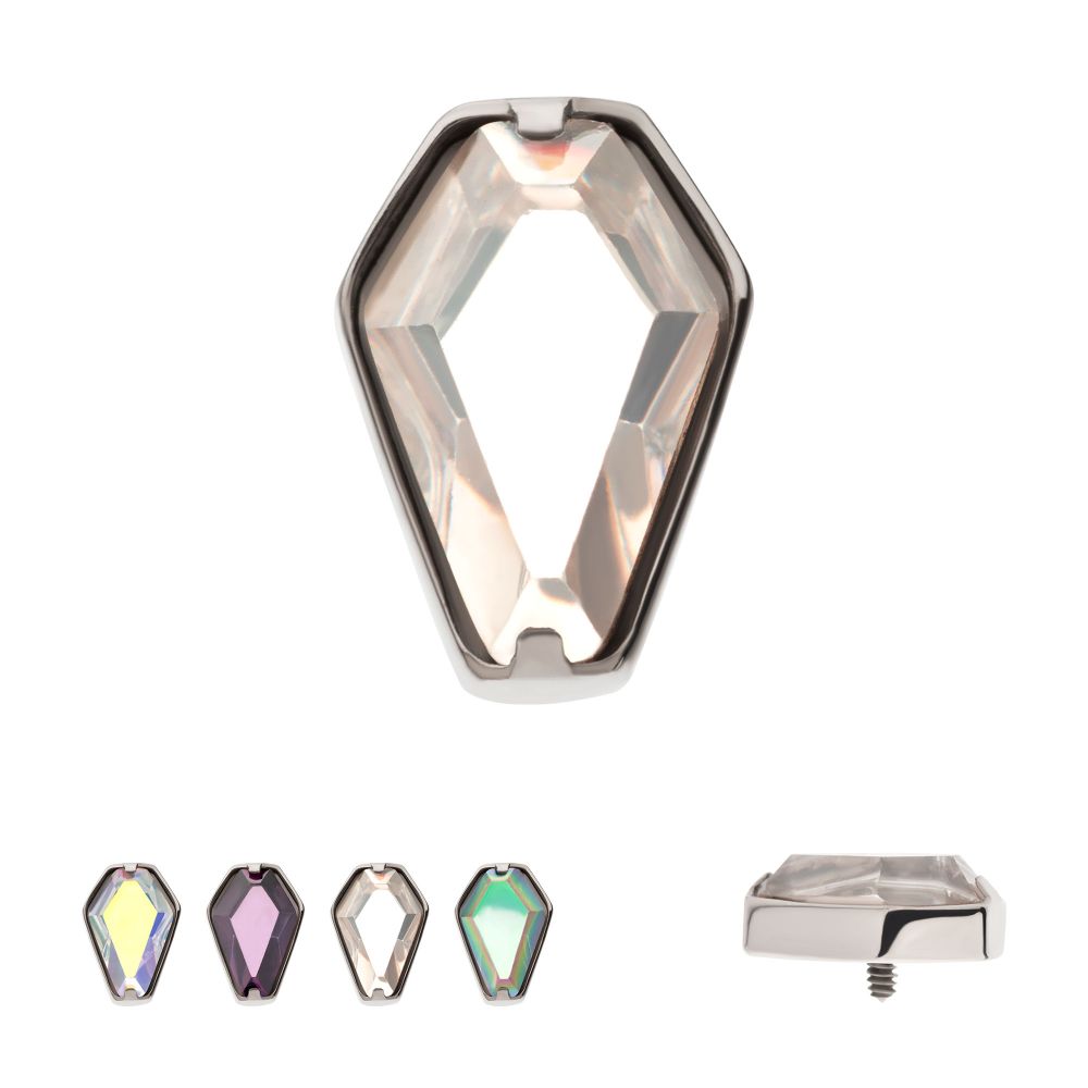 Titanium Internally Threaded Prong Set Coffin Shape CZ Top
