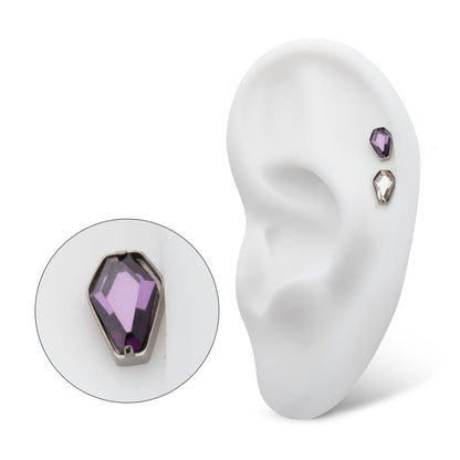 Titanium Internally Threaded Prong Set Coffin Shape CZ Top